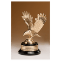 9" Fully Modeled Gold Finish Metal Eagle on a Black Piano Finish Base with a Gold Flex-Brass Plate