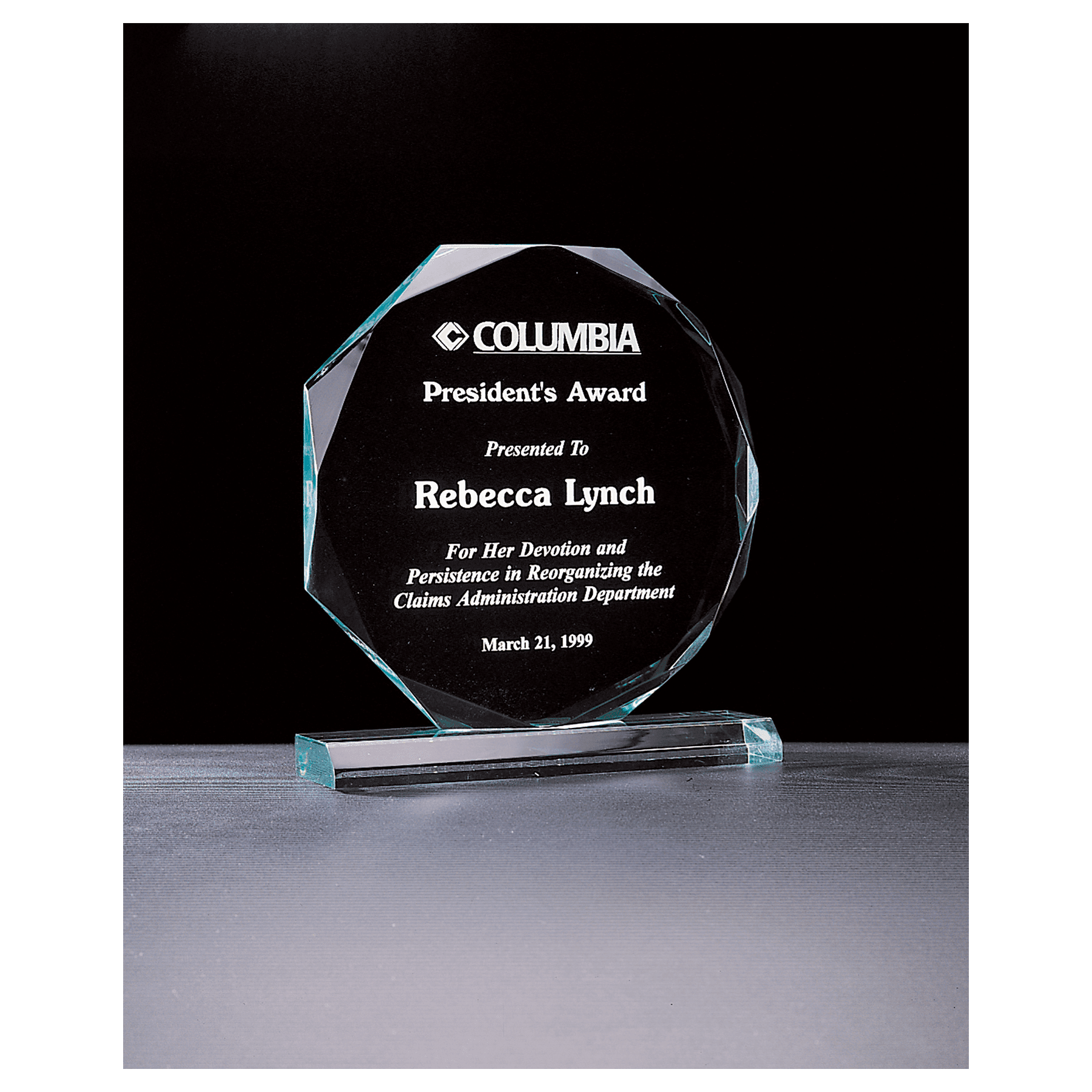 6" x 6 3/4" Octagon Series Jade Acrylic Award