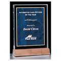 5" x 7 5/8" Sapphire Marble Acrylic Award with American Walnut Base