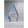 4 1/4" x 7 7/8" Flame Series Clear Freestanding Acrylic with Blue Accented Bevels
