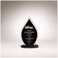 5 1/2" x 9" Flame Series Clear Acrylic with Black Silk Screened Back and Black Base