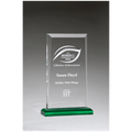 6" x 9 3/4" Apex Series Acrylic Award with Green Highlights and Green Base