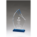 5 1/2 x 9 3/4" Flame Series Clear Acrylic with Blue Accents and Matching Blue Acrylic Base