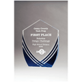 6 1/2" x 8 1/2" Shield Series Clear Acrylic with Polished Score Lines and Blue Metallic Accent