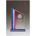 6" x 8 3/4" Zenith Series Acrylic with American Flag Design, Blue Mirror Top Blue Base