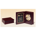 5 3/8" x 4 1/4" Hand Rubbed Mahogany Finish Book Clock w/Gold Spun Dial, 3 Hand Movement, Plate