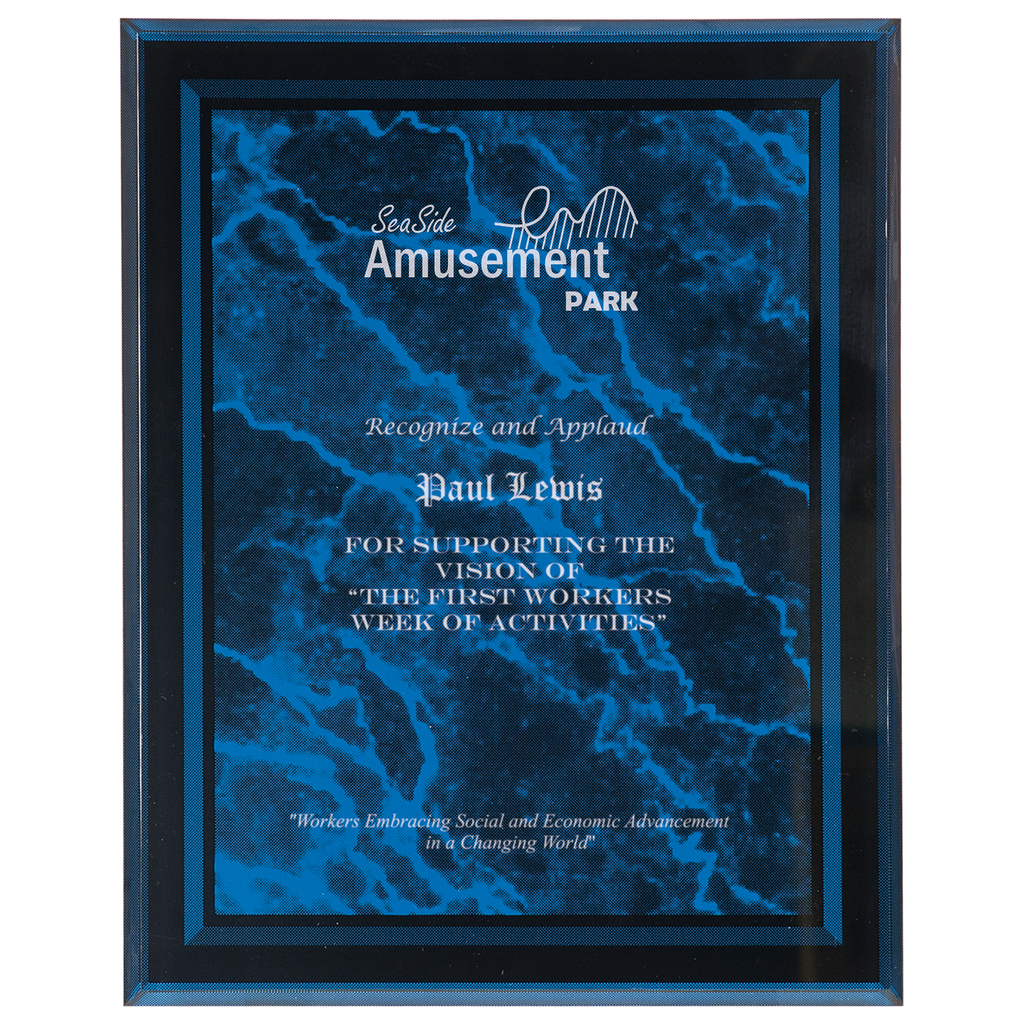 Blue 8" x 10" Marble Border -Plaq Acrylic