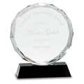 7" Round Facet Crystal on Black Pedestal Base