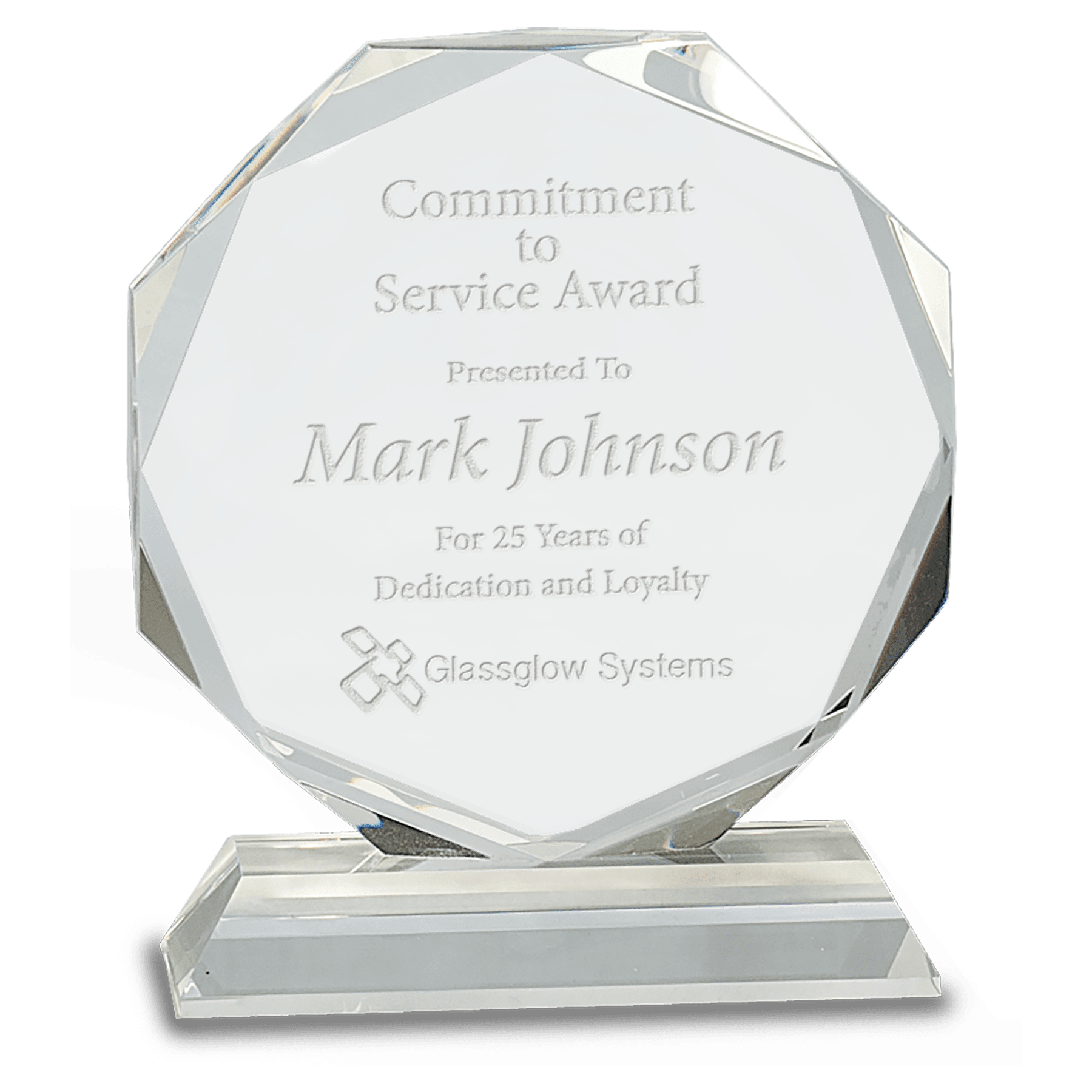 6" Clear Crystal Octagon on Clear Pedestal Base