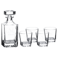 Polar Camel 750mL Square Glass Decanter Set with Four 11 oz. Rocks Glasses in Black Gift Box with Printed Paper Sleeve