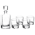 Polar Camel 810mL Rectangle Glass Decanter Set with Four 8 oz. Rocks Glasses in Black Gift Box with Printed Paper Sleeve