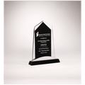 6 5/8" x 7 7/8" Apex Series Glass Award, Black Piano Finish Base with Silver Aluminum Accent
