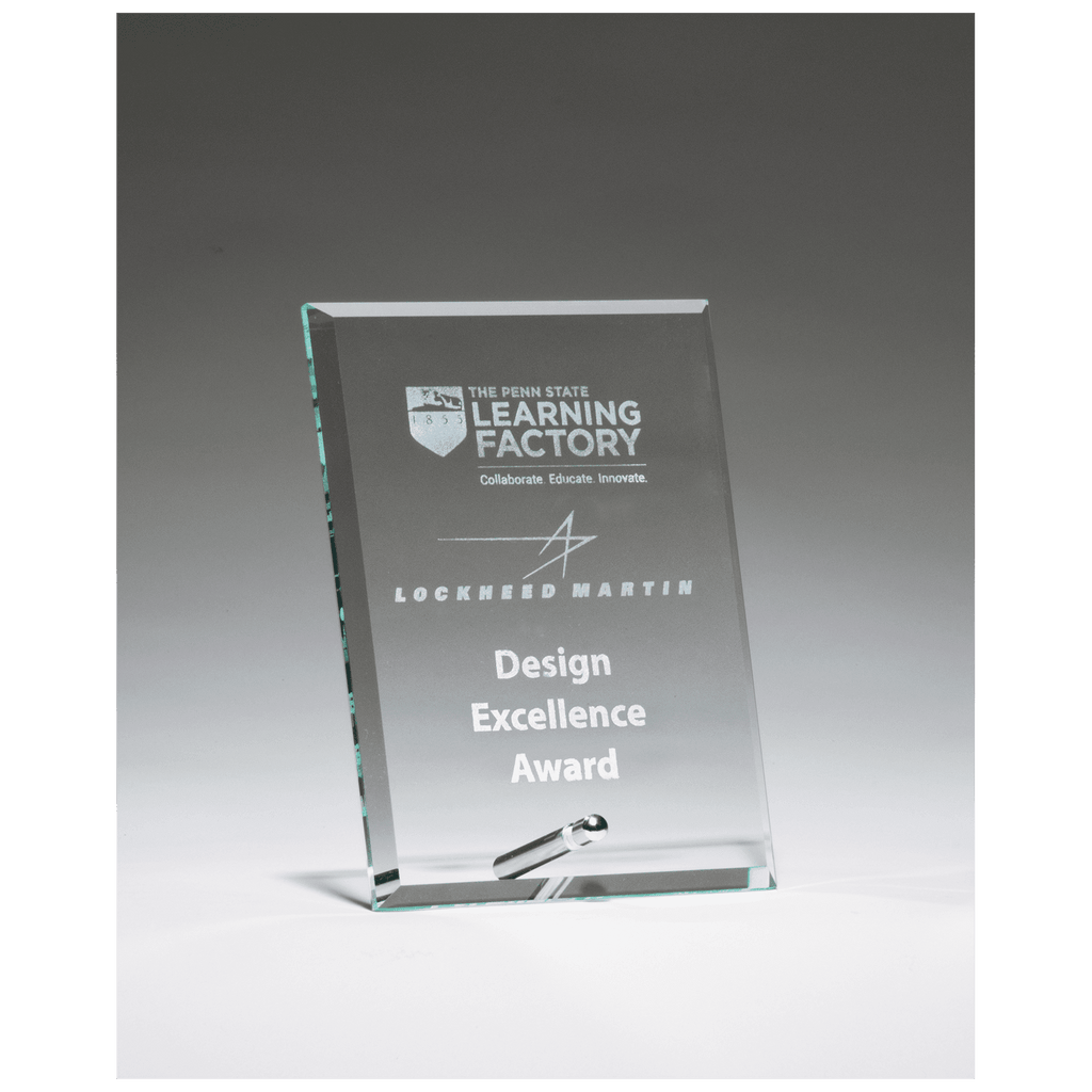 Clear Glass Award with Silver 6" x 8" Plated Easel Post