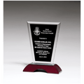 6" x 10" Black Silkscreened Clear Glass with High Gloss Rosewood Base