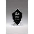 5" x 8 1/4" Shield Shaped Glass Award with Black Silkscreened Center