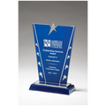 6 3/8" x 10 5/8" Constellation Series Glass Award with Blue Background with Chrome Plated Star
