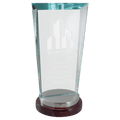 4 1/4" x 9 3/4" Premium Series Clear Glass Award with Rosewood and         Aluminum Base