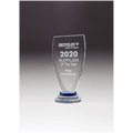 5 3/8" x 10 1/4" Chalice Series Sapphire Glass Award with Blue and Clear   Glass Pedestal Base