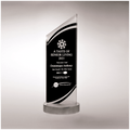 3 1/2" x 10 7/8" x 3/8" Thick Zenith Series Black Silkscreened Glass with Frosted Accents, Heavy Aluminum Base