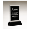 7 1/4" x 9 7/8" Rectangular Black Silkscreened Glass Award with Black Piano Finish Base