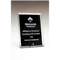 4" x 6" Clear Glass Plaque with Painted Black Background, Silv             er Plated Easel Post
