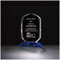 4 1/2" x 6 1/8" Diamond Series Clear Crystal Award with Cobalt Blue         Crystal Base