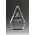 5 7/8" x 9" Flame Series Clear Crystal Award with Blue Accen               ted Bottom
