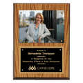 Oak Finish Photo Plaque with Black Brass 9" x 12" American Plates-Photo Size 5" x 7"