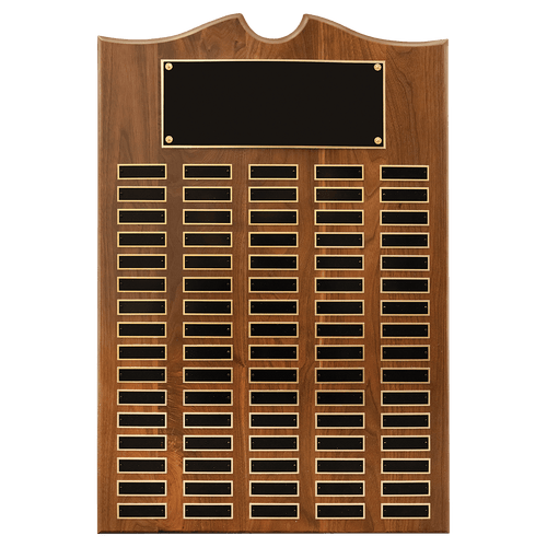 20" x 30" American Walnut Roster Plaque w/ 80 Plates