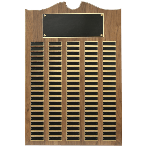 20" x 30" American Walnut Roster Plaque w/ 100 Plates