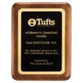 8" x 10 1/2" American Walnut Plaque with Textured Black LaserFX Plate with Gold Florentine Border