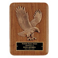 7" x 9" Solid American Walnut Plaque with Finely Detailed Eagle Relief and Black Laserable Brass Plate