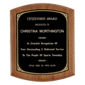 7 1/2" x 8 1/2" Coventry Series American Walnut Plaque with Gold Border Black Laserable Brass Plate