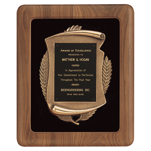 Walnut Frame w/Black Velour Back/Bronze Finish Frame/Black Brass 14" x 17" American Plate