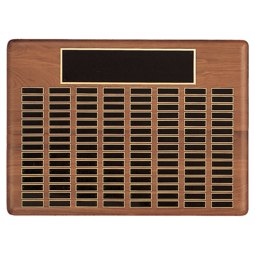 22" x 30"/Plates 7/8" x 2 3/4" American Walnut 120 Plate Perpetual Plaque with Black Brass Plated Steel