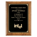 8" x 10 1/2" Coventry Series American Walnut Plaque with Gold Border Laserable Black Brass Plate