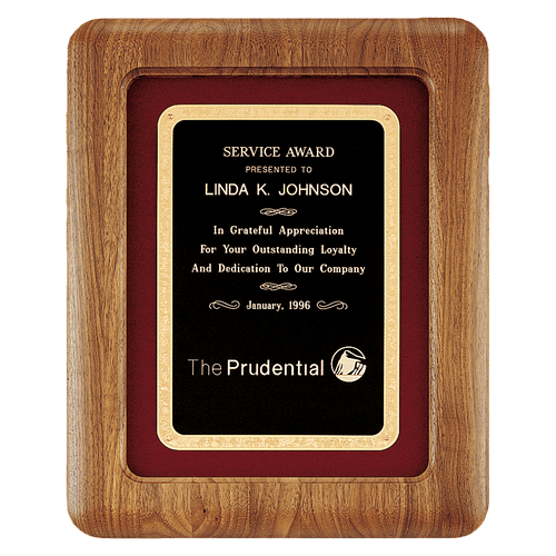 Walnut Airflyte Frame w/Maroon Velour & Black 12" x 15" American Florentine LaserFX Plate