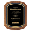 Walnut Plaque with Black/Gold Florentine Border Textured Black 8" x 10 1/2" American Plate