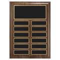 9" x 12"/Plates 1" x 3 1/4" Walnut Step-Edge 12 Plate Perpetual Plaque with Black Brass Plate