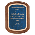 7" x 8" Coventry Series American Walnut Plaque with Gold Border Sapphire LaserFX Plate