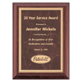 Cherry Finish Plaque with Ruby Marble Gold 9" x 12" Hand Rubbed Border LaserFX Plate