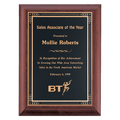 Cherry Finish Plaque with Black Gold 9" x 12" Hand Rubbed Florentine Border LaserFX Plate
