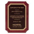 8" x 10 1/2" Airflyte Rosewood Piano Finish Plaque with Gold Border Black Brass Plated Steel LaserFX Plate