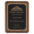8" x 10 1/2" Airflyte Premium Walnut Piano Finish Plaque with Gold Florentine Border LaserFX Plate