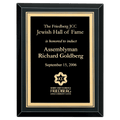 9" x 12" Airflyte Premium Black Mirror Glass Plaque with Gold Florentine Border LaserFX Plate