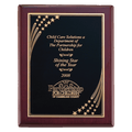 8" x 10 1/2" Airflyte Rosewood Piano Finish Plaque with Gold Florentine Star Border LaserFX Plate
