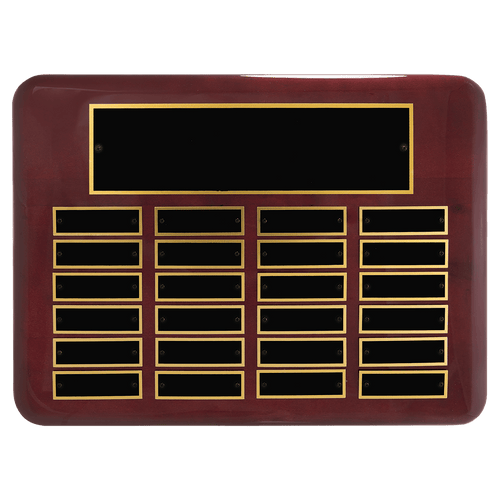 11" x 15"/Plates 7/8" x 2 3/4" Rosewood Piano Finish 24 Plate Perpetual Plaque with Black Brass Plates