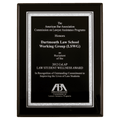 9" x 12" Airflyte Black Piano Finish Plaque with Black Laser Engravable Aluminum Florentine Silver Border Plate