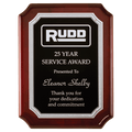 7" x 9" Rosewood High Gloss Plaque with Silver Florentine Border Black Textured Laserable Aluminum Plate