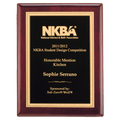 Rosewood Piano Finish Plaque with Textured Black/Gold 9" x 12" Airflyte Florentine Border LaserFX Plate